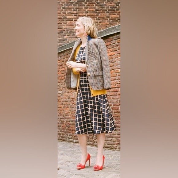 J. Crew A-line dress in silk-twill windowpane print - Picture 6 of 6